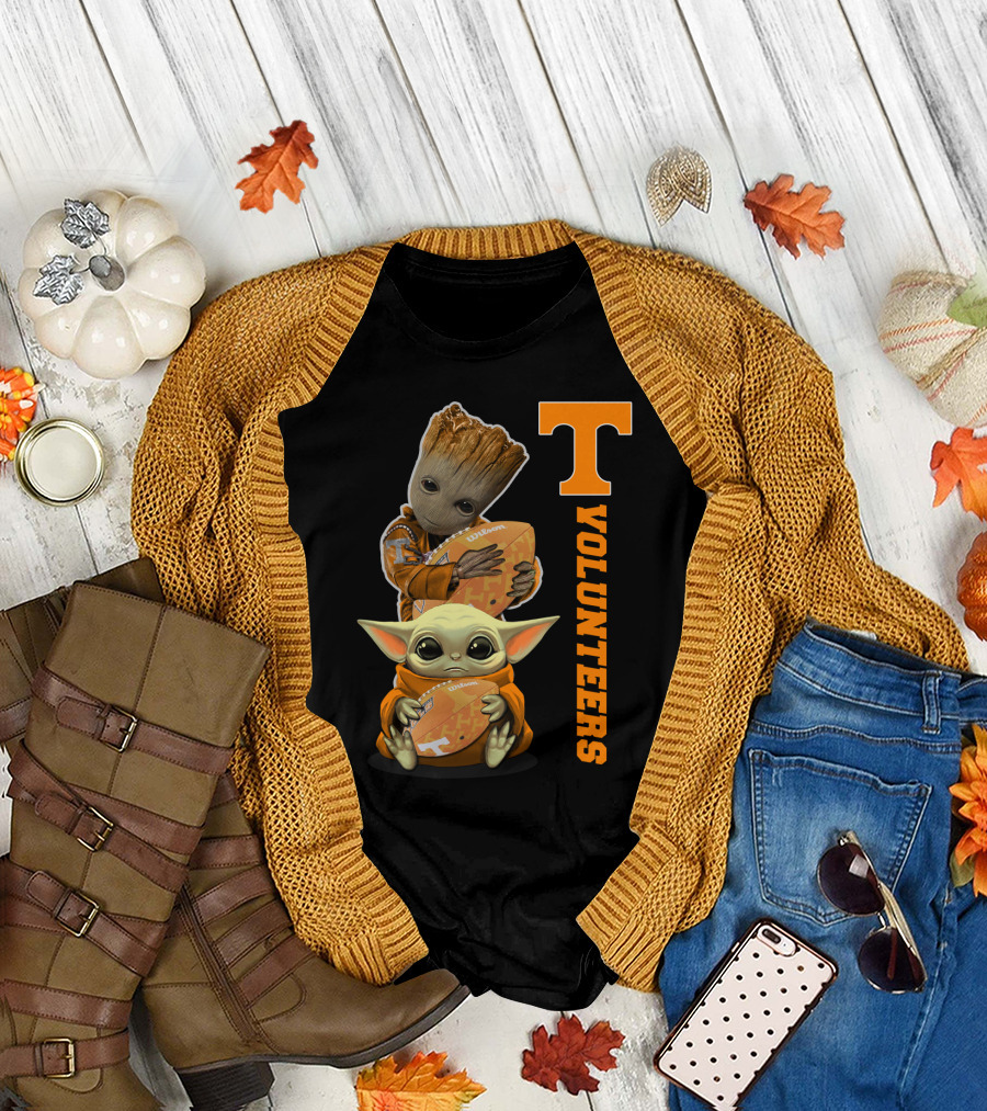 Volunteers 41 Tv Groot Baby Yoda Football T-Shirt