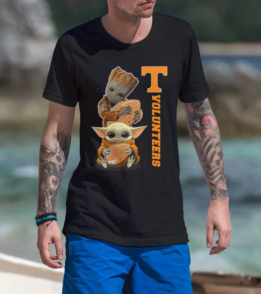 Volunteers 41 Tv Groot Baby Yoda Football T-Shirt