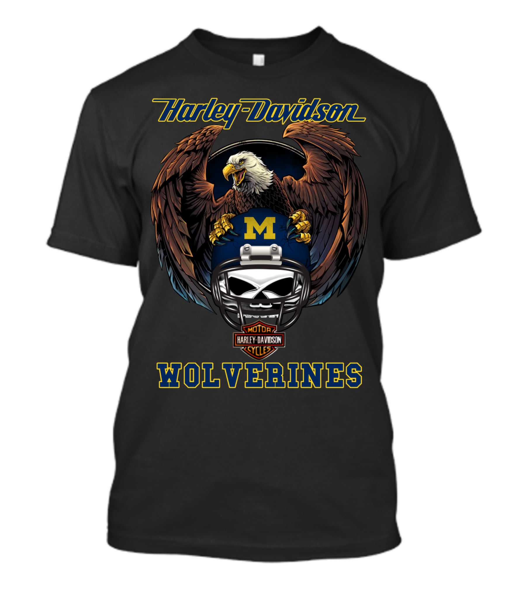 Harley Davidson Wolverines Michigan Football Bald Eagle T-Shirt