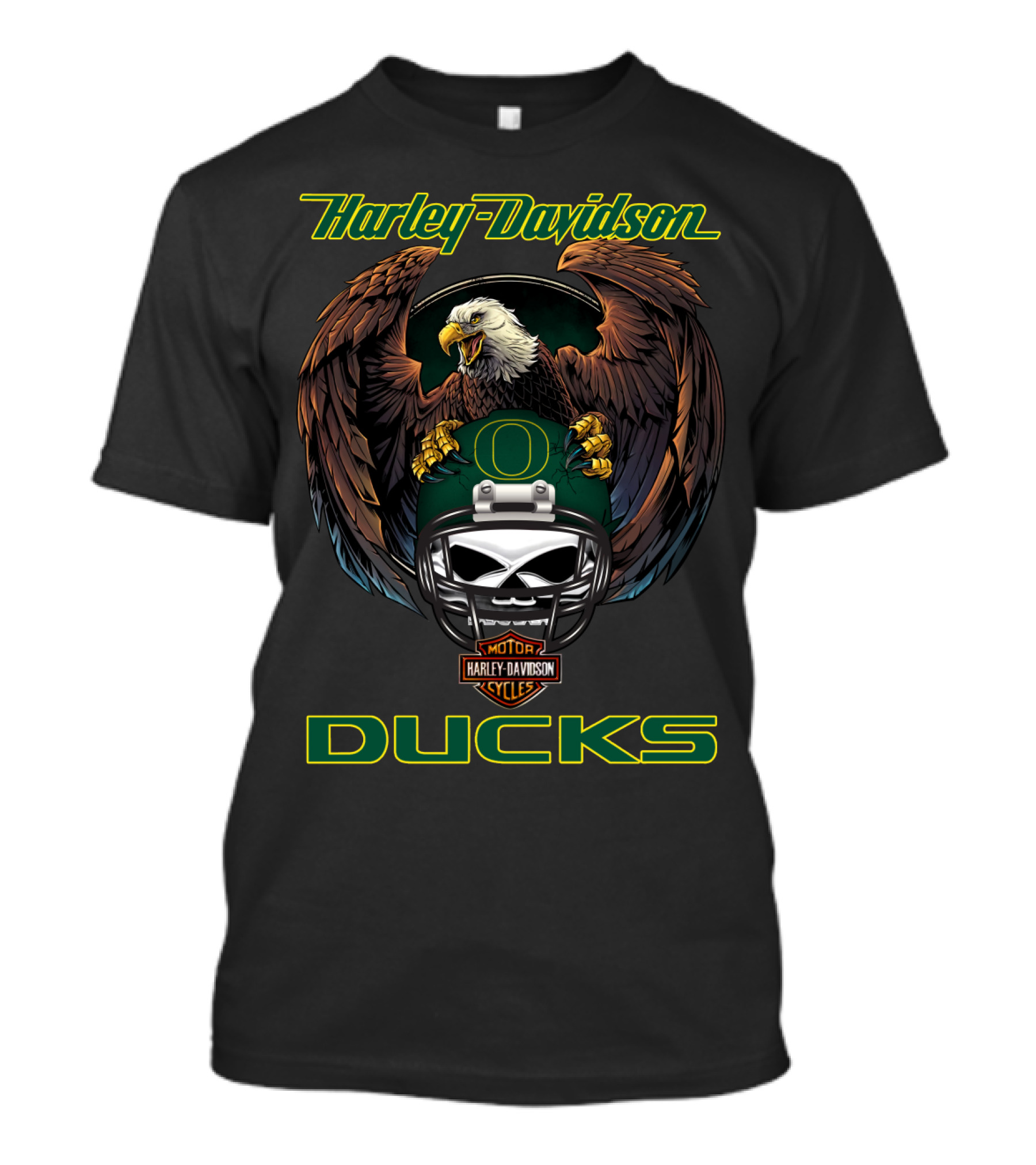 Harley Davidson Oregon Ducks Ncaa Eagle Helmet T-Shirt