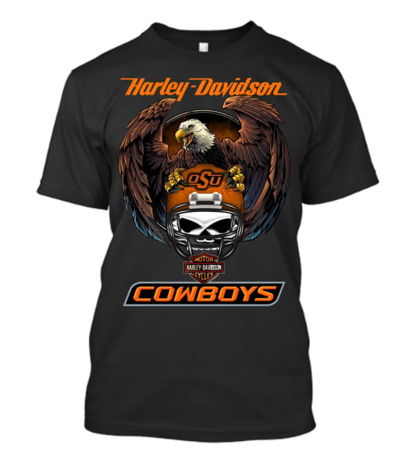 Harley Davidson Osu Cowboys Ncaa Eagles Helmet T-Shirt
