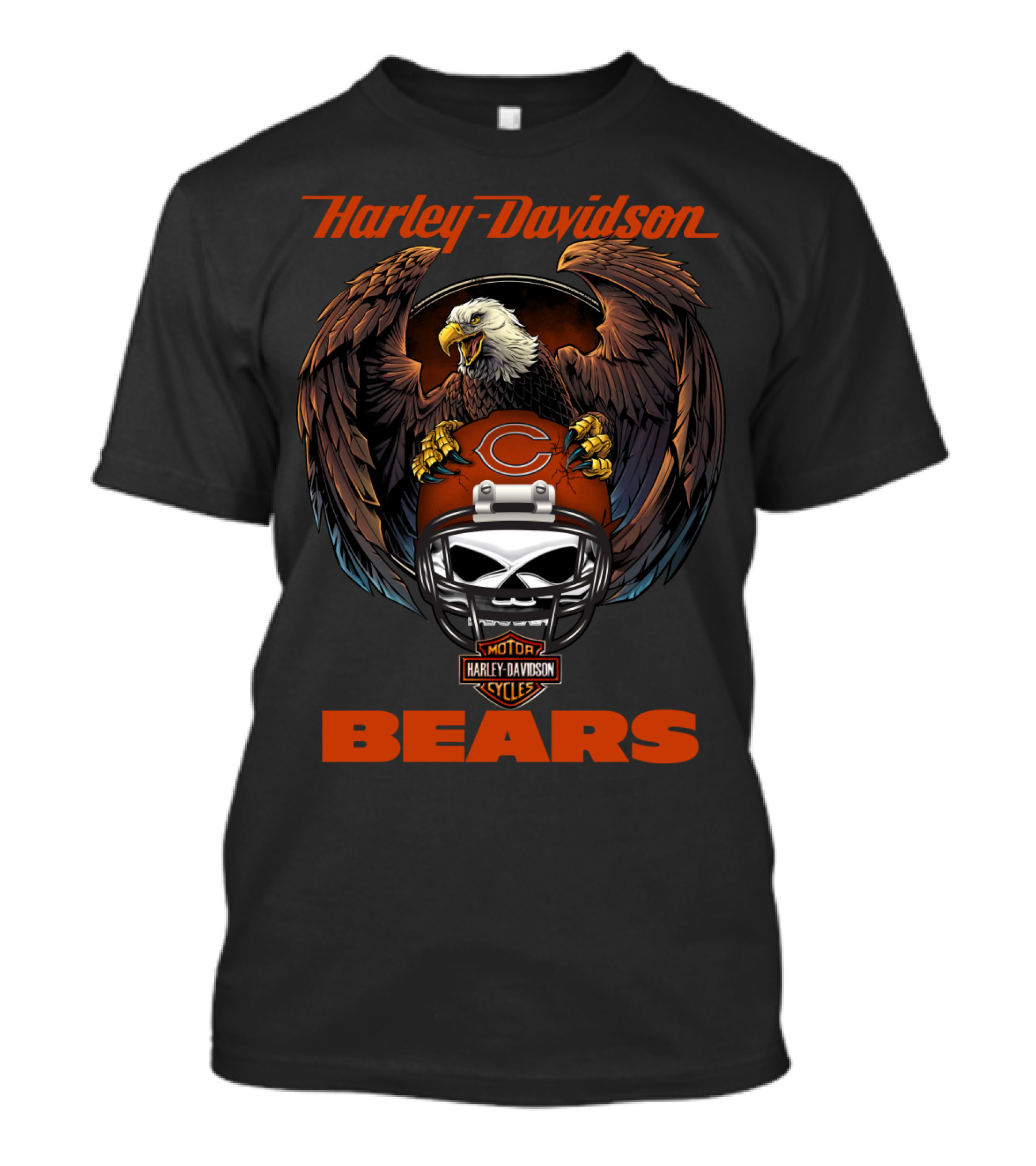 Harley Davidson Motorcycles Bears Eagle Football Helmet T-Shirt