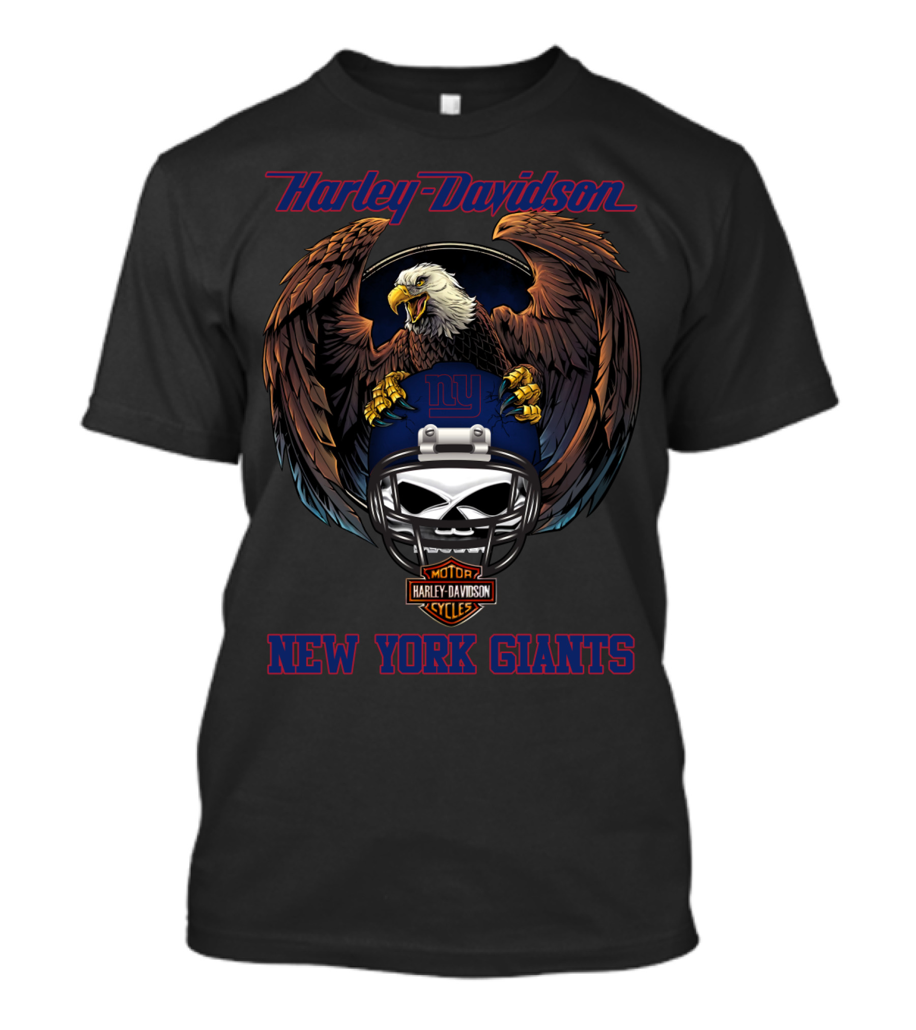 Harley Davidson New York Giants Nfl Nyg Eagle Helmet Motor Cycles T-Shirt