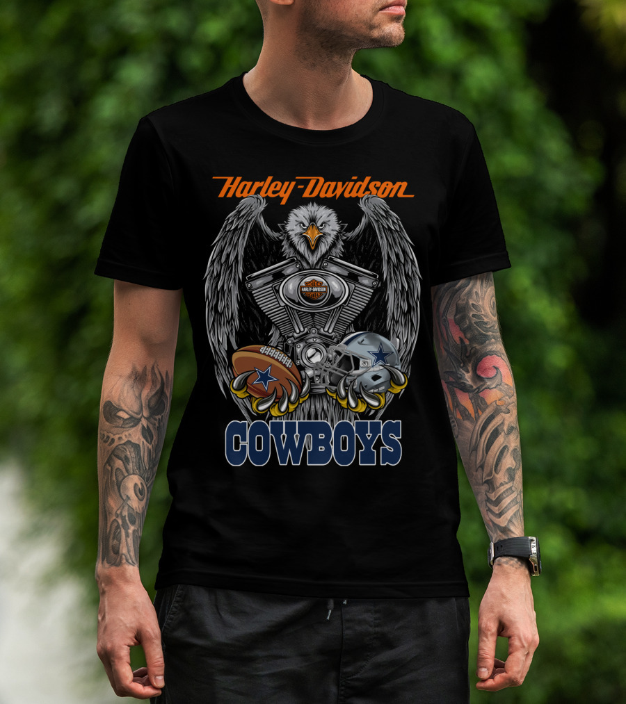 Harley Davidson Cowboys Nfl Dallas Football Eagle Engine T-Shirt