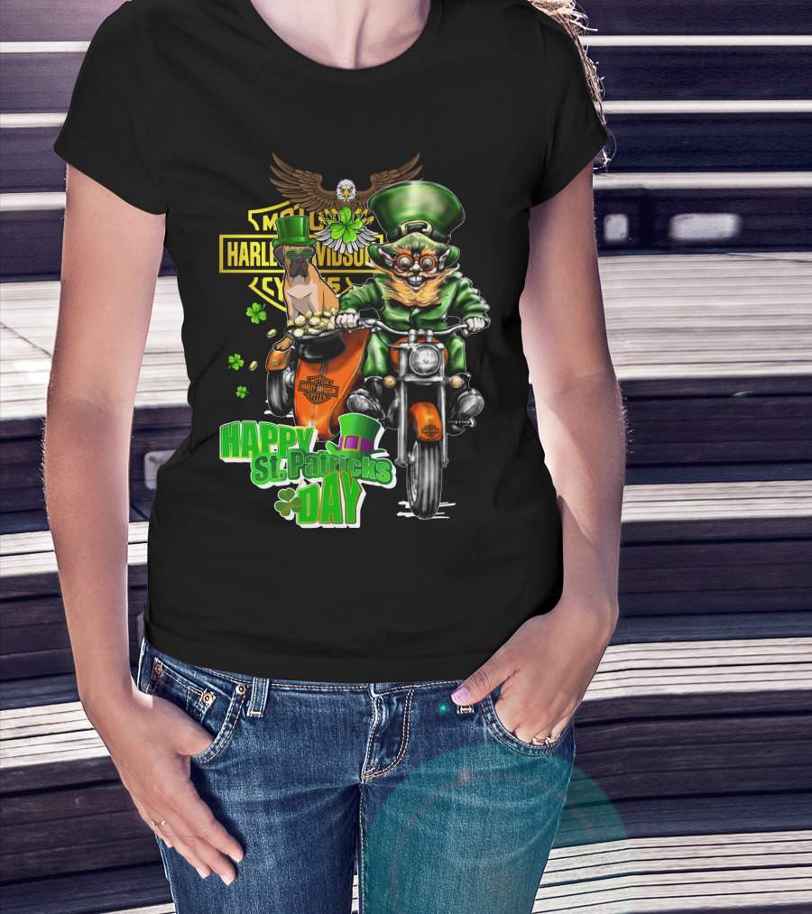 Harley Davidson Bullmastiff St. Patrick's Day Motorcycle Ride T-Shirt