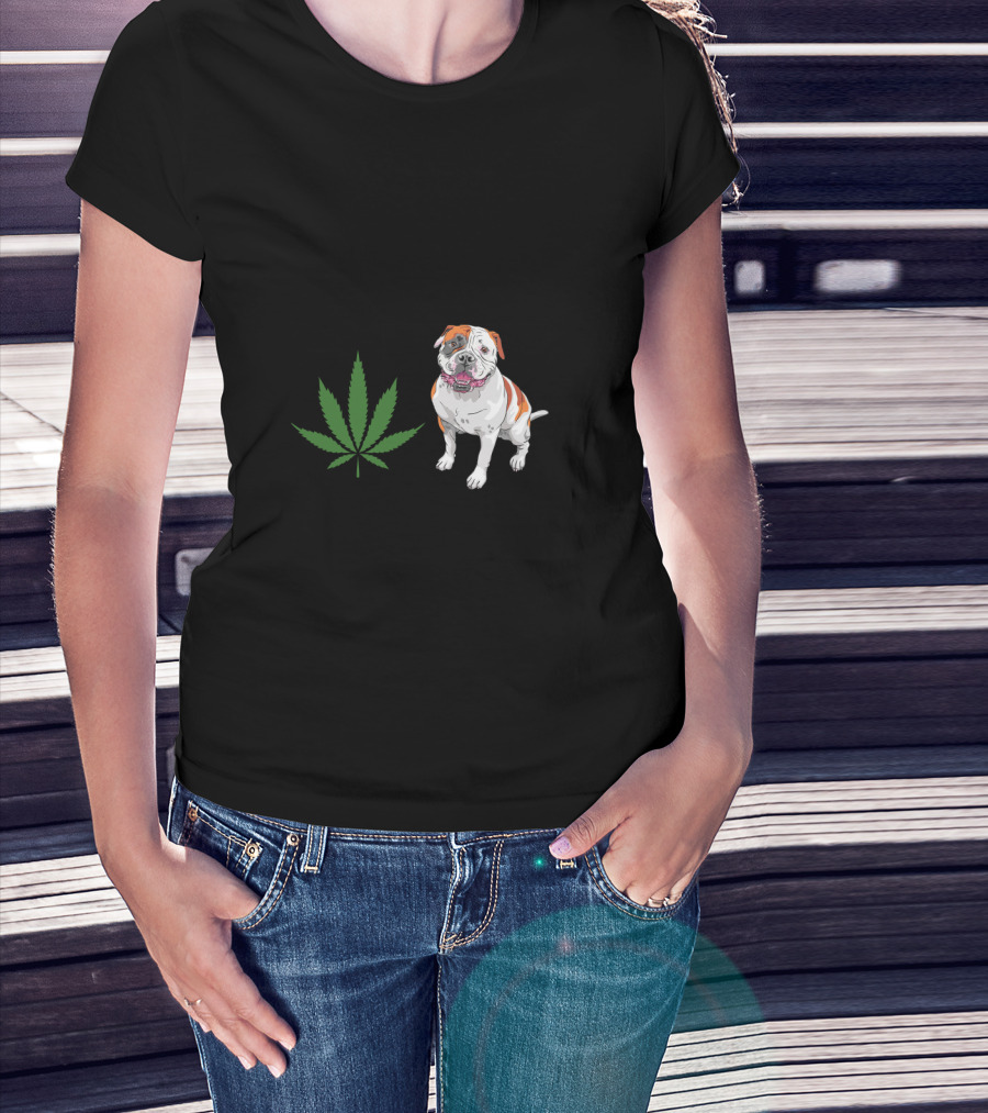 American Bulldog And Cannabis Make Me Happy Humans Make My Head Hurt T-Shirt