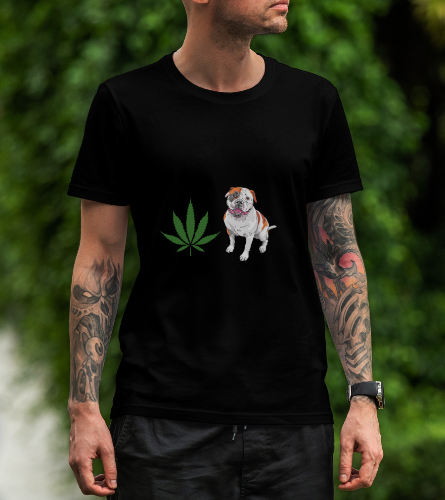 American Bulldog And Cannabis Make Me Happy Humans Make My Head Hurt T-Shirt