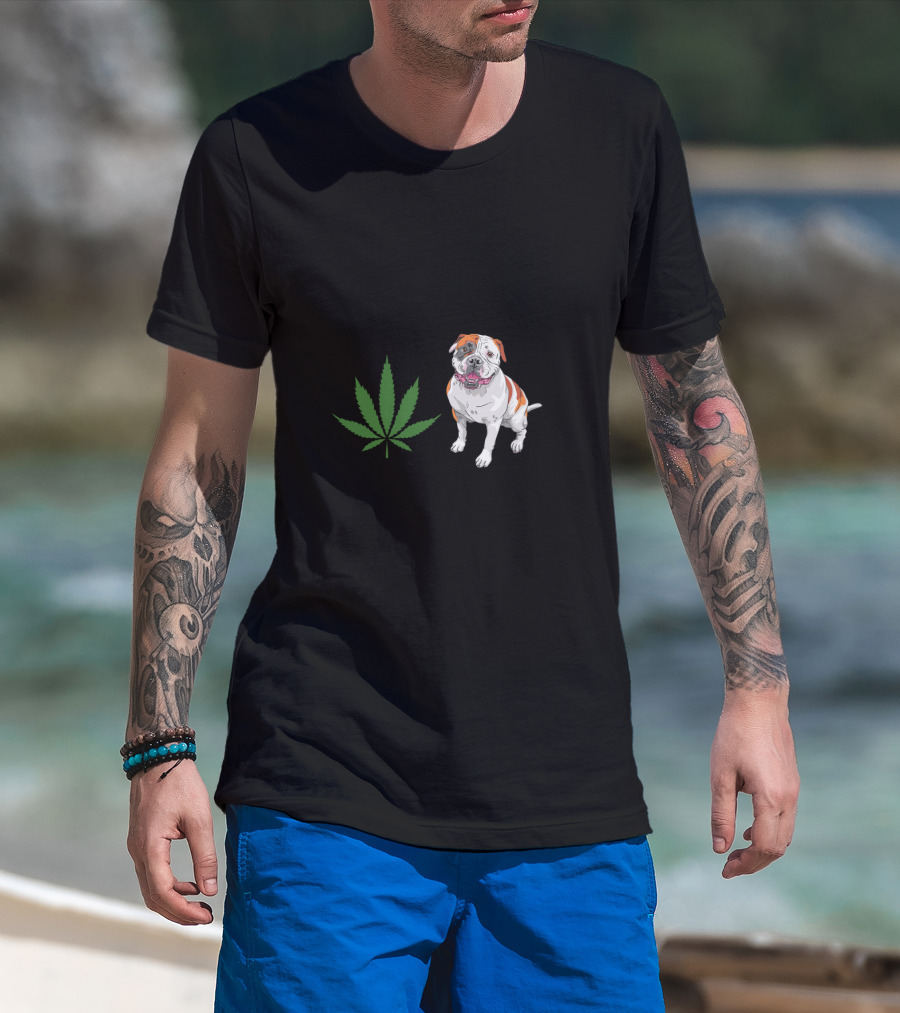 American Bulldog And Cannabis Make Me Happy Humans Make My Head Hurt T-Shirt