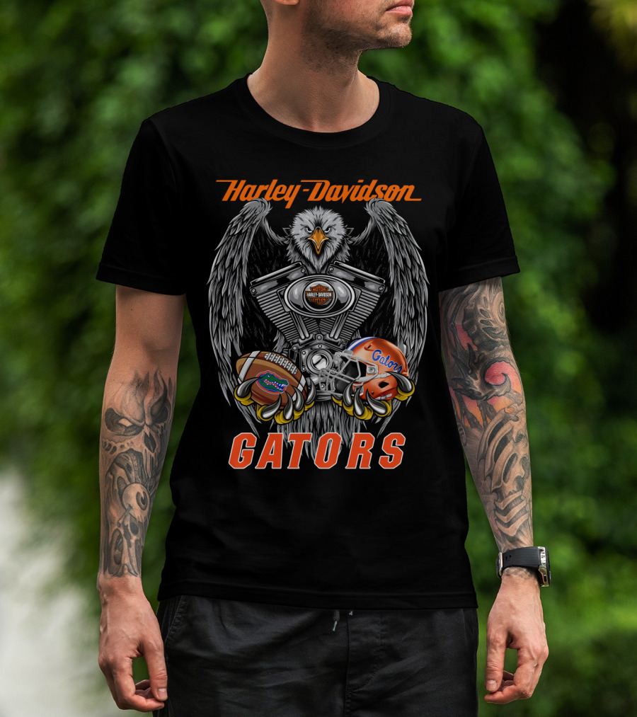 Harley Davidson Gators Vintage Eagle Engine Football Helmet T-Shirt