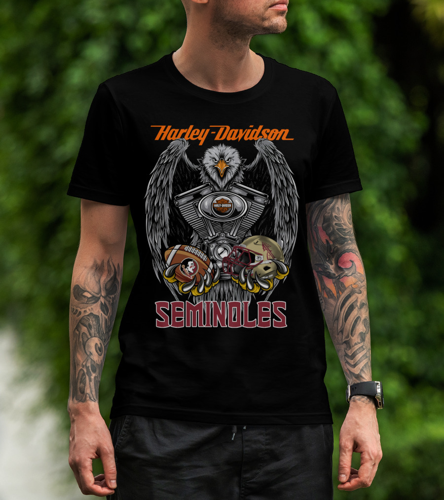 Harley Davidson Seminoles Ncaa 46 Fss Football Eagle T-Shirt