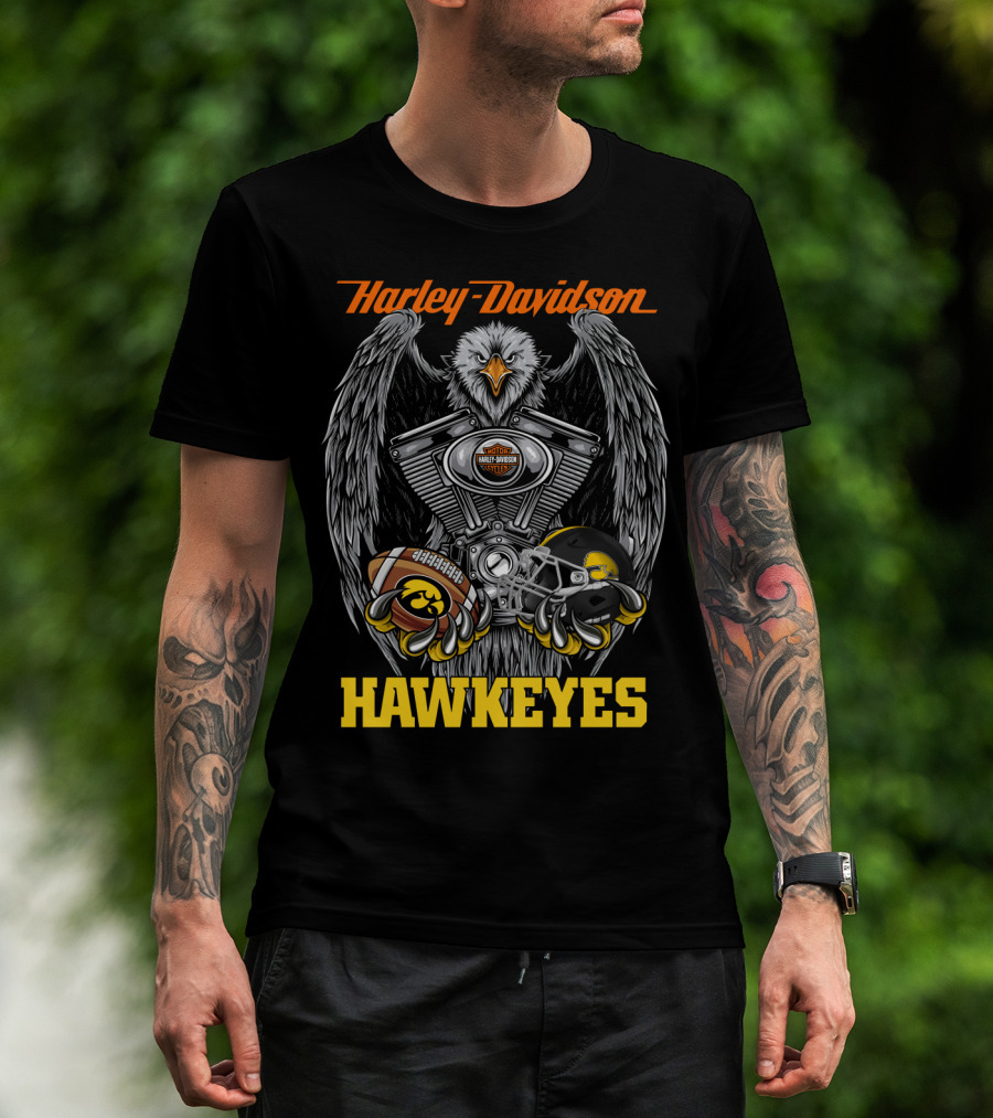 Harley Davidson Hawkeyes Eagle Engine Football Helmet T-Shirt