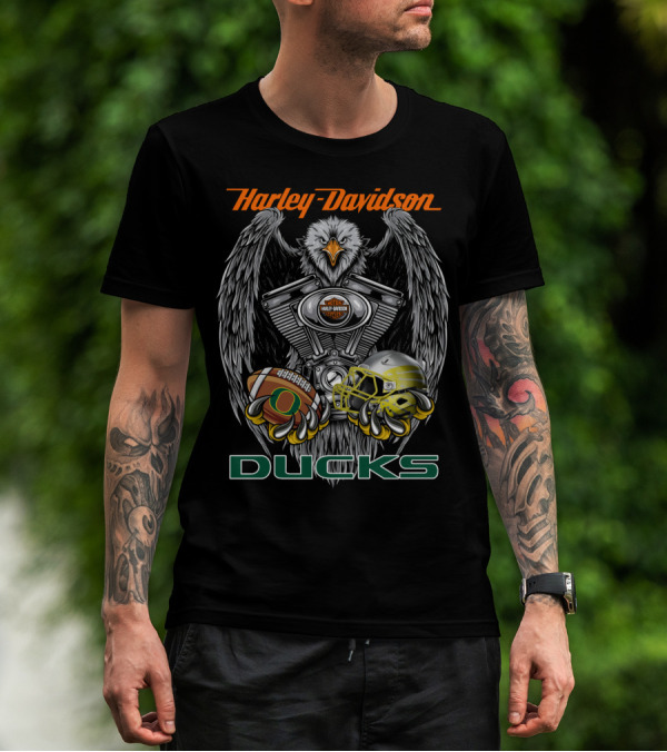 Harley Davidson Ducks Oregon Football Ncaa T-Shirt