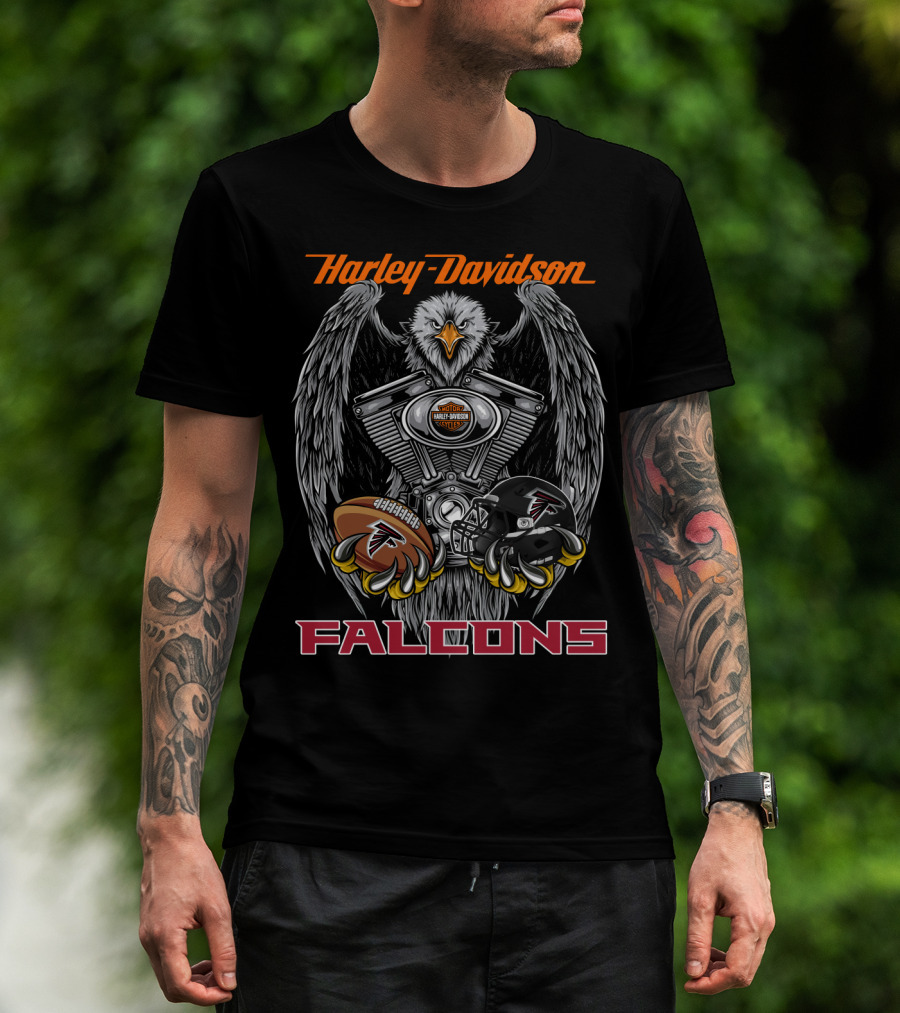 Harley Davidson Falcons Nfl Football Engine Eagle T-Shirt