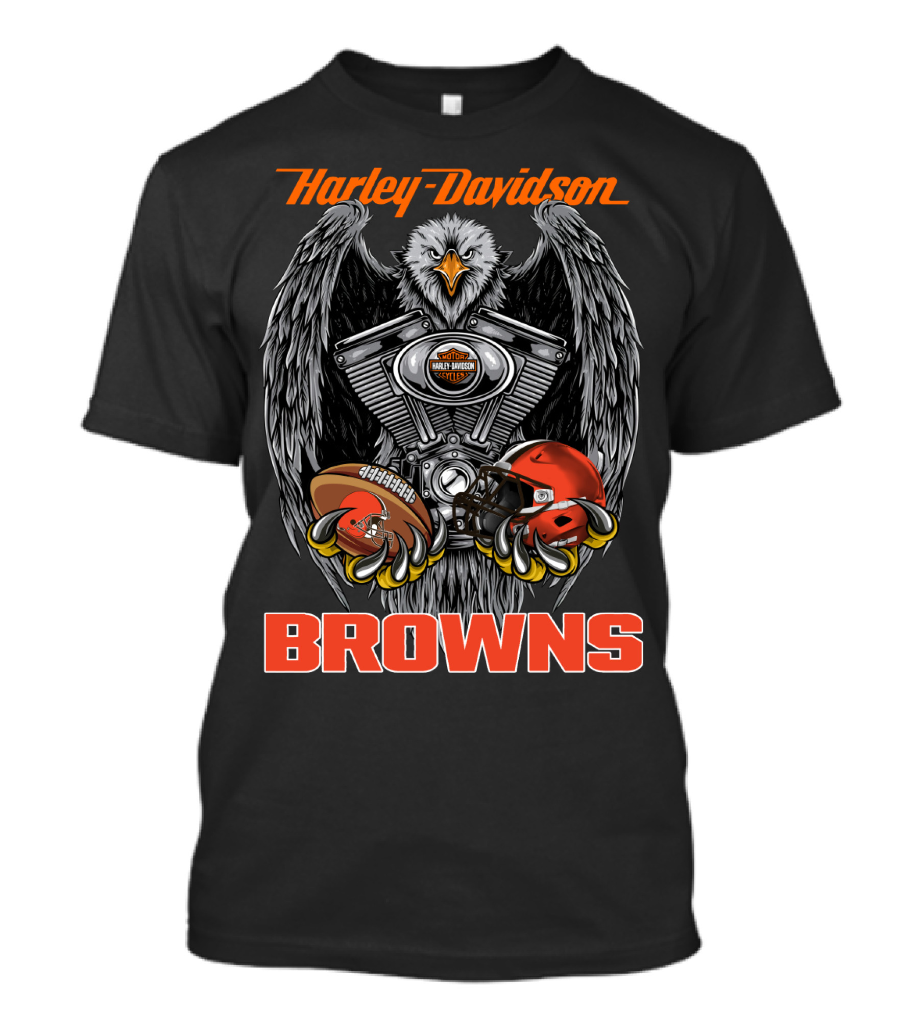 Harley Davidson Browns Eagle Engine Football Helmet T-Shirt