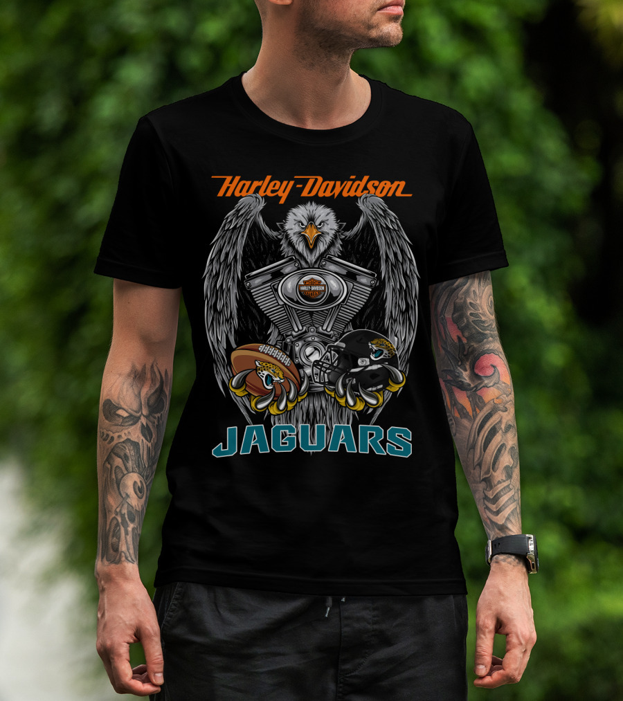 Harley Davidson Jaguars Eagle Football Helmet Engine T-Shirt