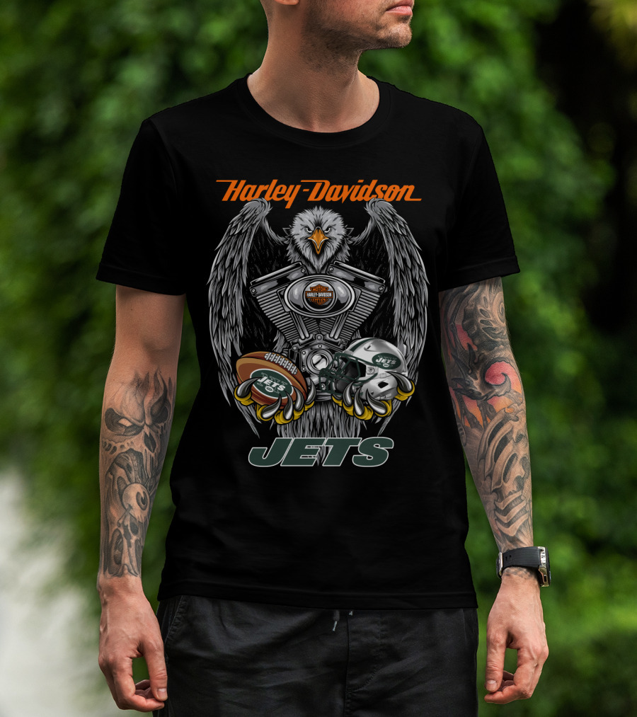 Harley Davidson New York Jets Eagles Nfl Football T-Shirt