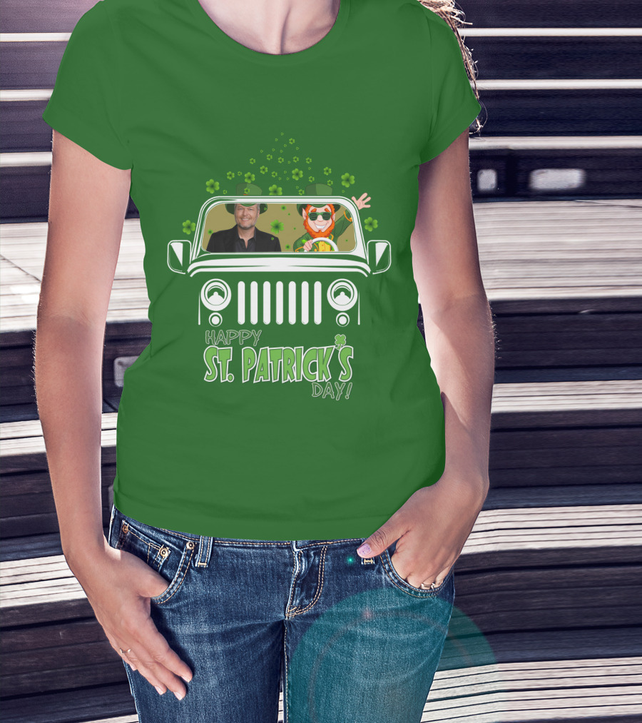Blake Shelton Happy St. Patrick's Day Jeep Leprechaun And Clover Ride T-Shirt