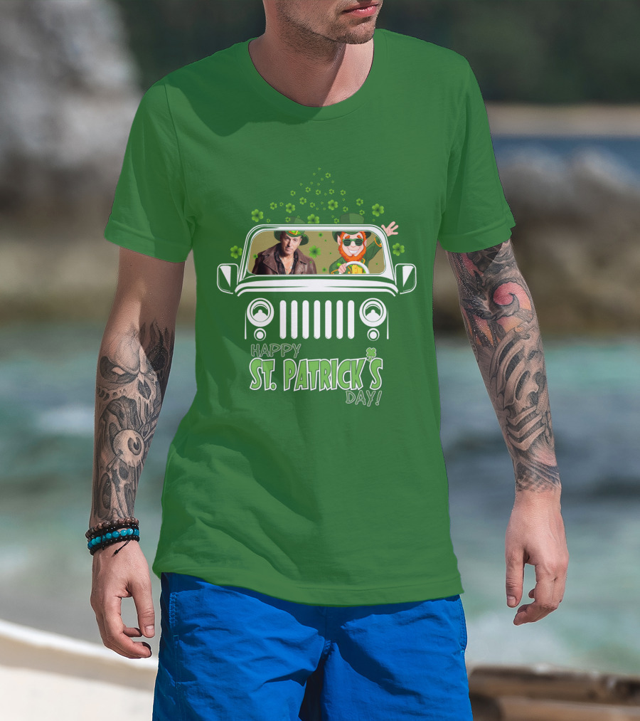 Happy St. Patrick's Day Bruce Springsteen Jeep Shamrock T-Shirt