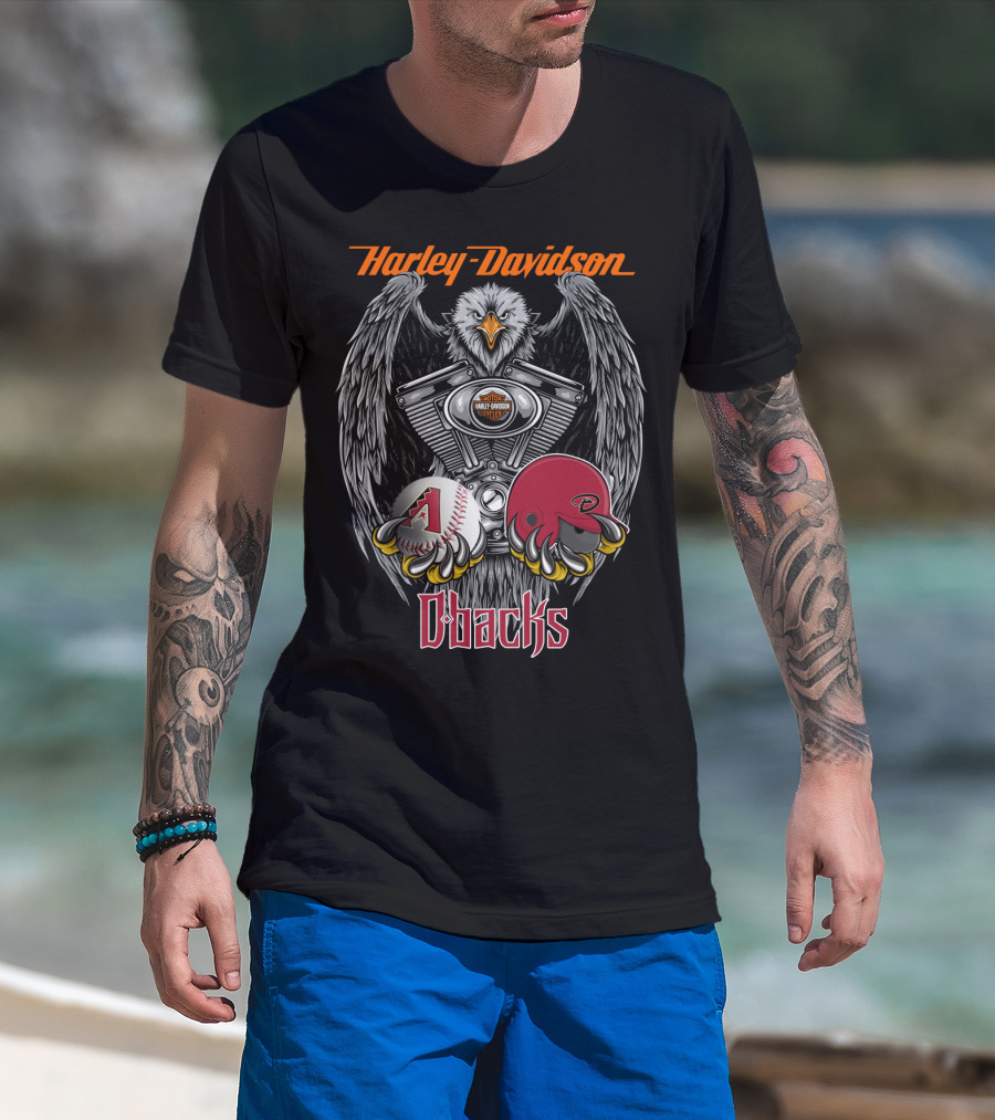 Harley Davidson D-Backs Eagle Engine Baseball Helmet Mlb T-Shirt