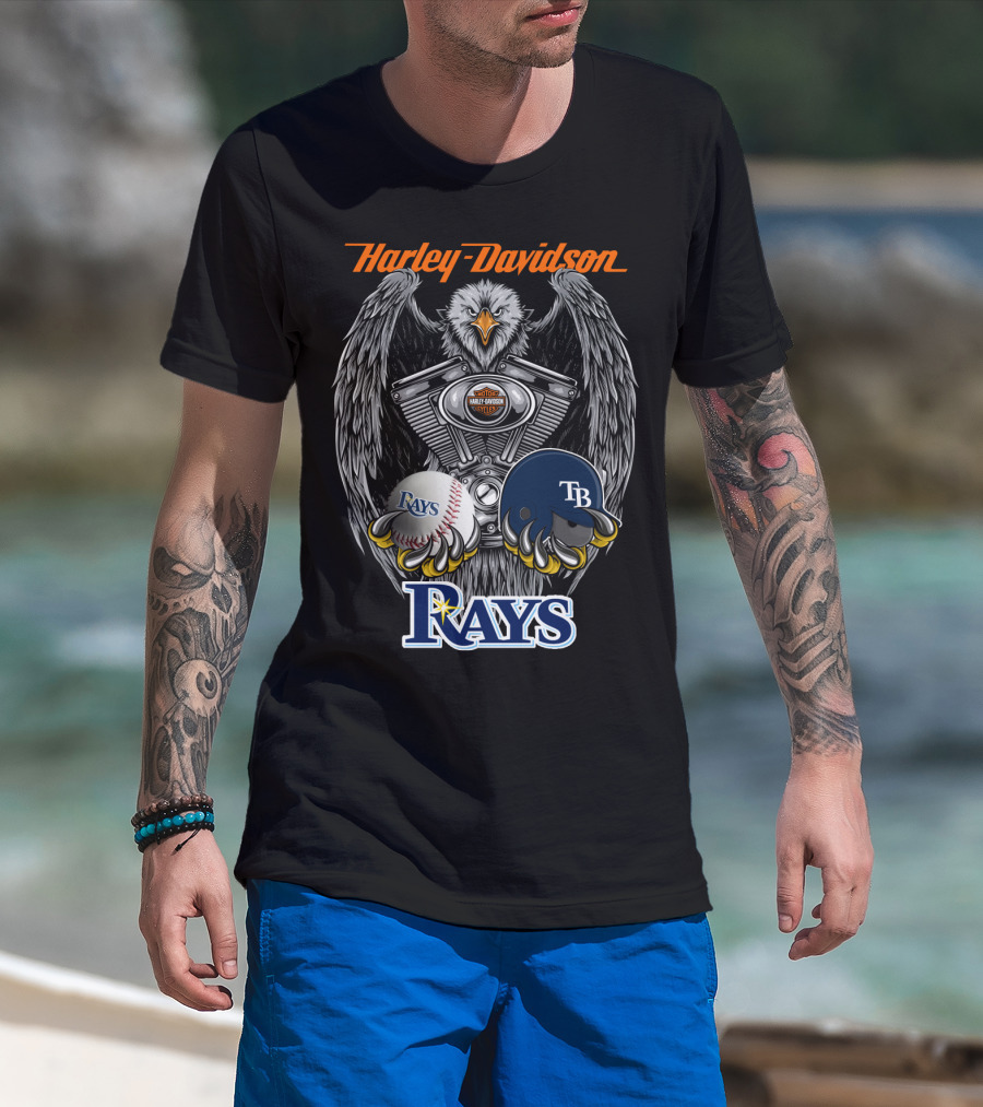 Harley Davidson Eagle Tampa Bay Rays Mlb Collaboration T-Shirt