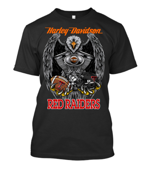 Harley Davidson Red Raiders Eagle Engine Football Helmet T-Shirt
