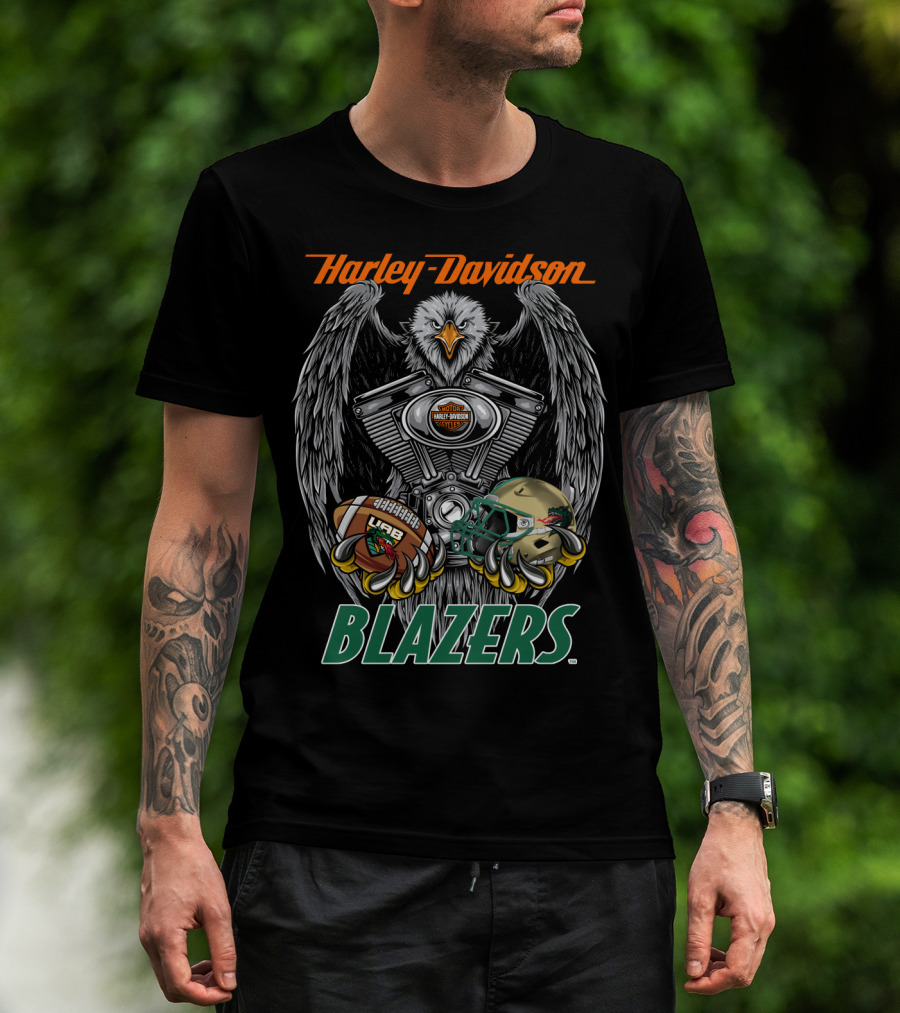 Harley Davidson Blazers Football Eagle Engine Design Uab T-Shirt