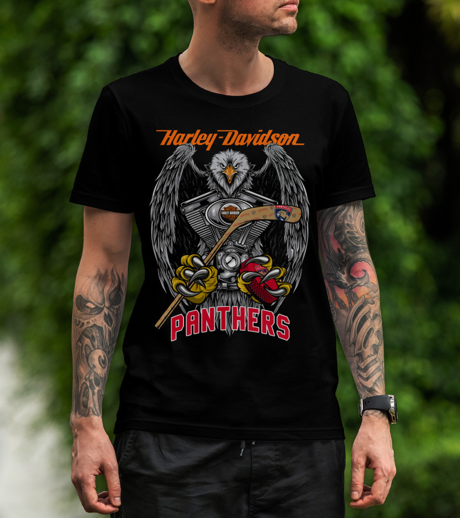 Harley Davidson Panthers Nhl Eagles Motorcycles Hockey Stick T-Shirt