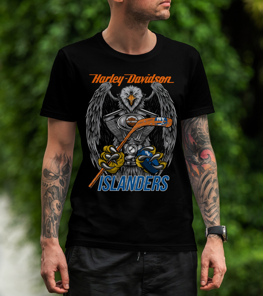 Harley Davidson Islanders Nhl Nyi Eagle Hockey Stick T-Shirt