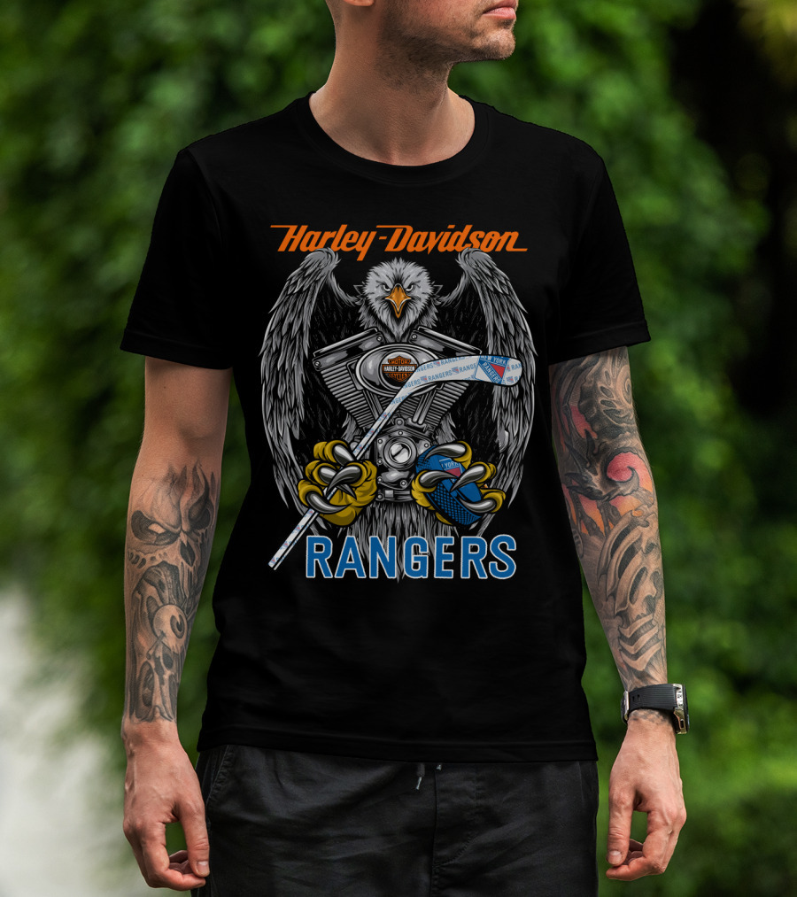 Harley Davidson Engine Eagle Rangers Hockey Stick T-Shirt