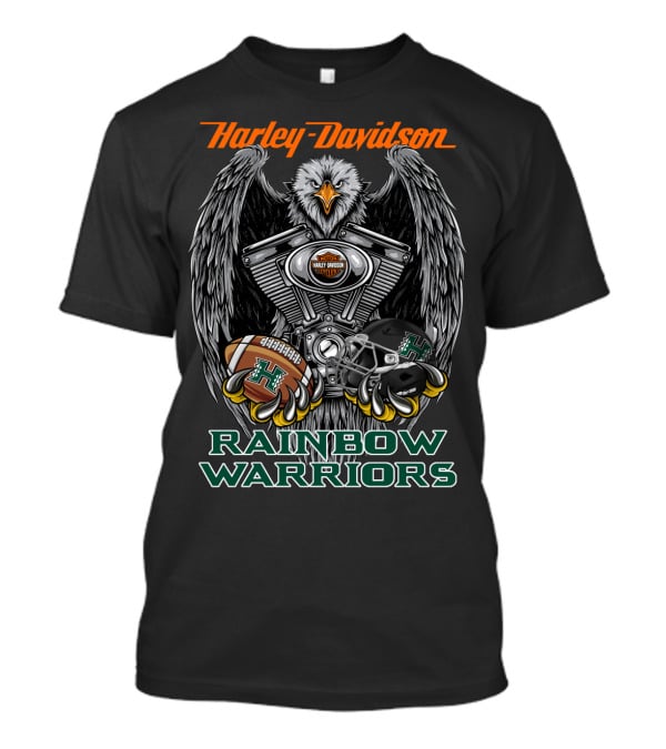 Harley Davidson Rainbow Warriors Eagle With Football And Helmet T-Shirt