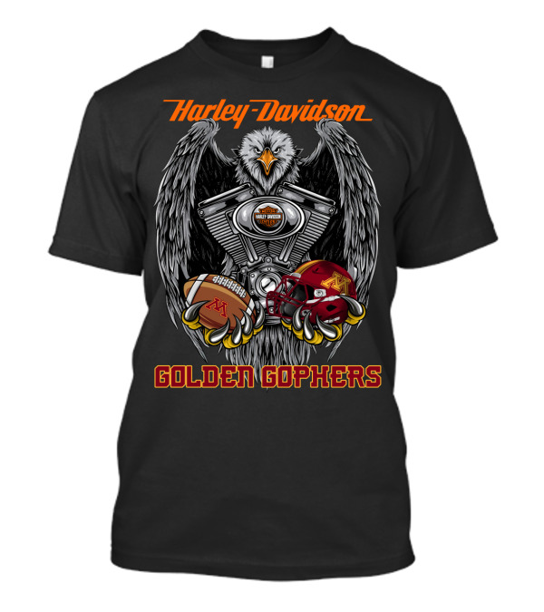 Harley Davidson Golden Gophers Football Eagle Engine T-Shirt