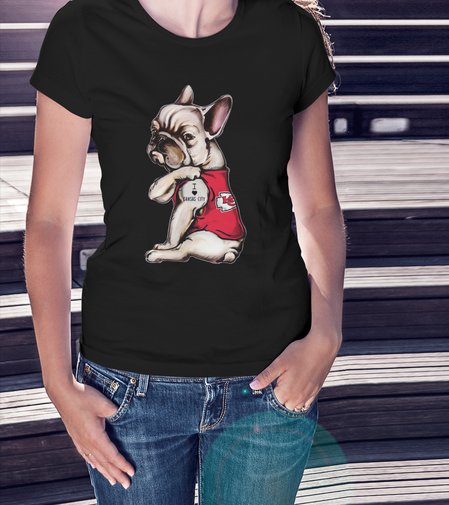 Kansas City Chiefs I Love Kansas City Bulldog Tattoo T-Shirt