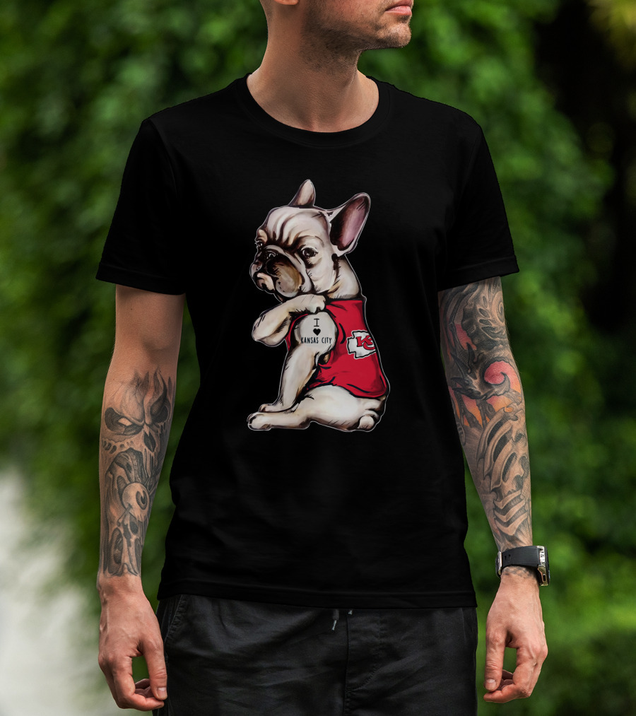 Kansas City Chiefs I Love Kansas City Bulldog Tattoo T-Shirt