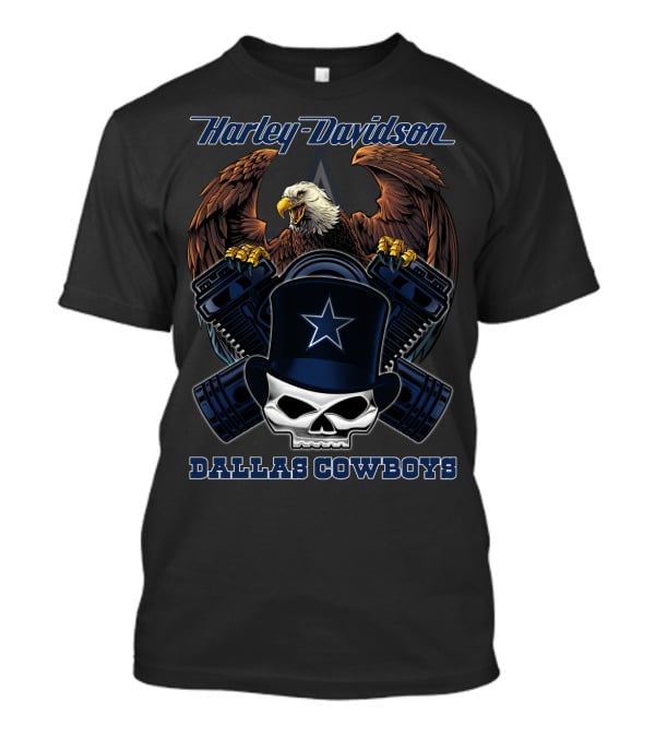 Harley Davidson Dallas Cowboys Eagle Skull Star T-Shirt
