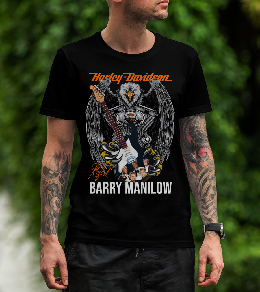 Barry Manilow Harley Davidson Eagle Guitar Artwork T-Shirt