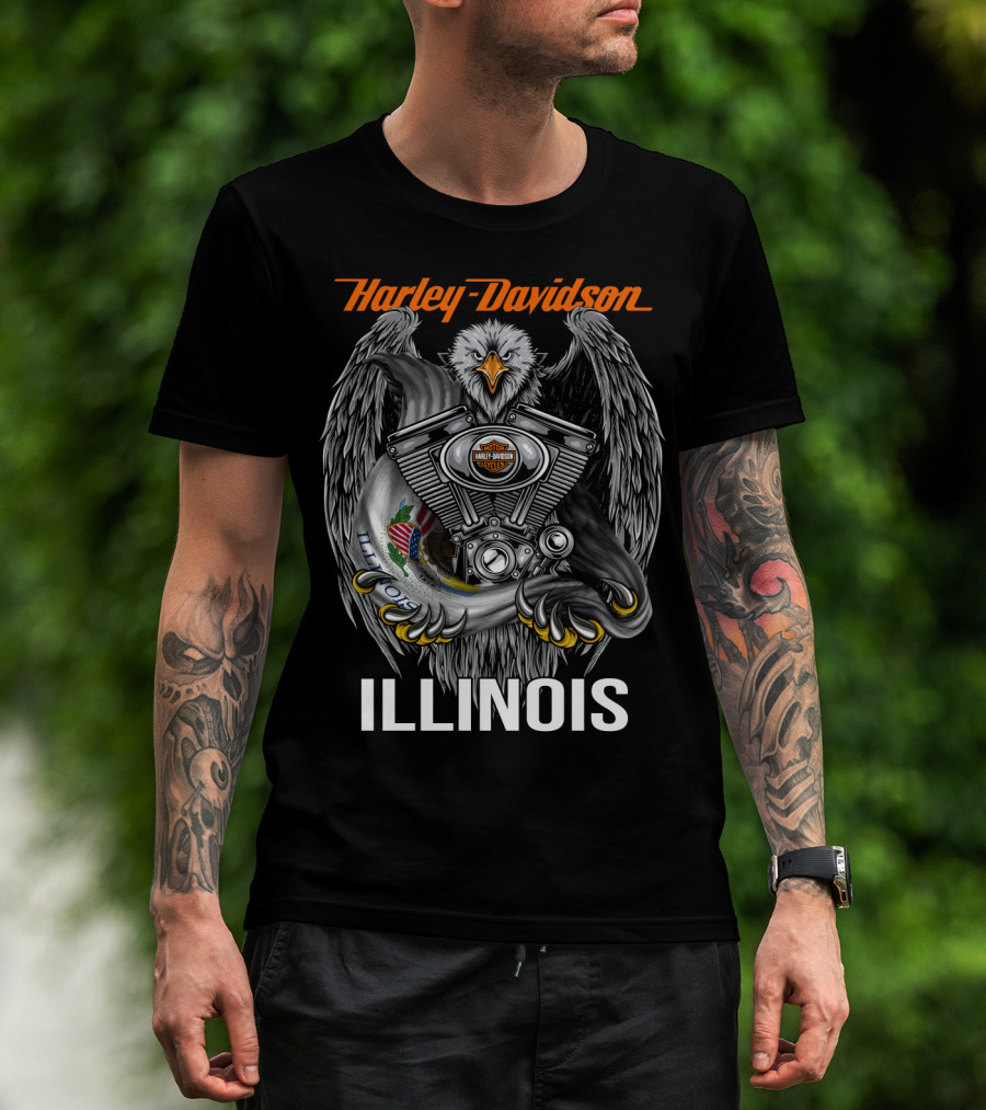 Harley Davidson Eagle Engine Illinois T-Shirt