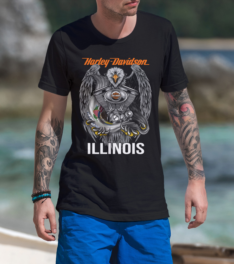 Harley Davidson Eagle Engine Illinois T-Shirt