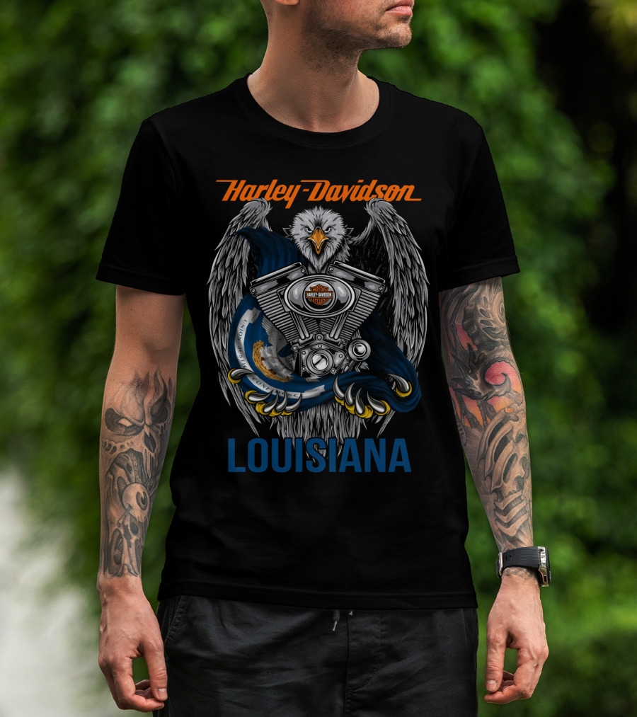 Harley Davidson Eagle Motor Engine Louisiana T-Shirt