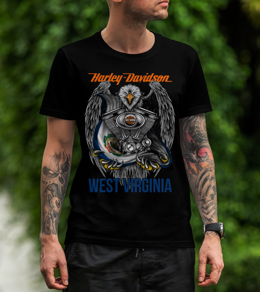 Harley Davidson West Virginia Eagle And Engine T-Shirt