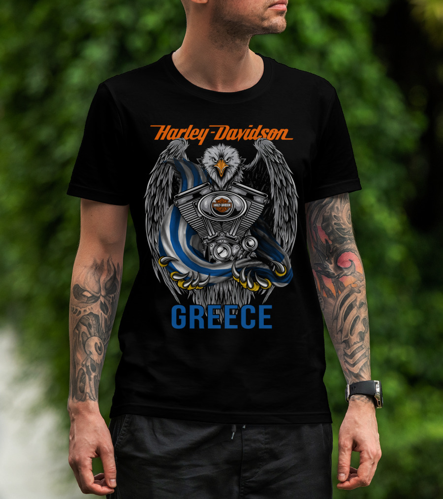 Harley Davidson Greece Eagle Engine T-Shirt
