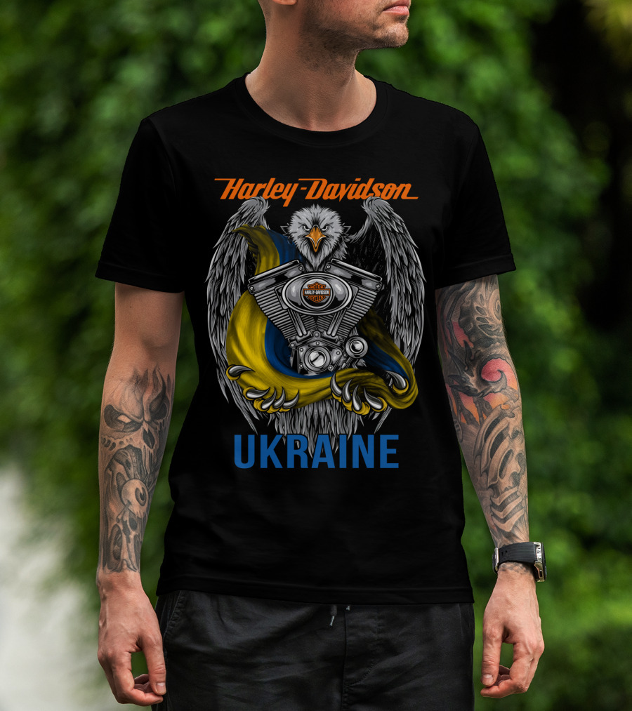 Harley Davidson Ukraine Eagle And Engine T-Shirt