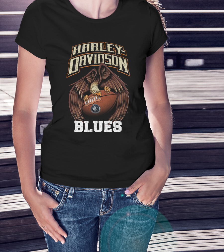 Harley Davidson Carlton Blues Eagle Football T-Shirt