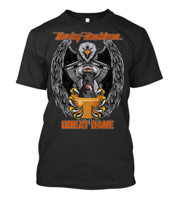 Harley Davidson Great Dane Eagle And Engine T-Shirt