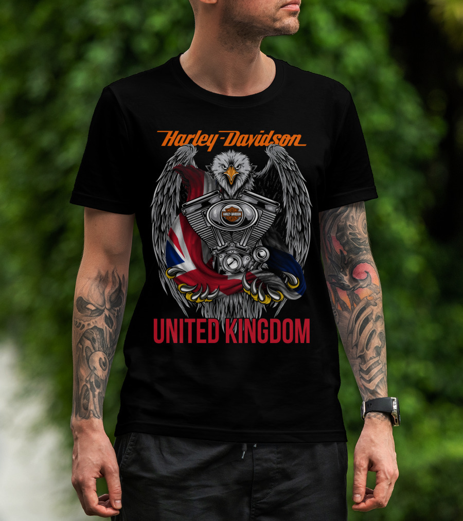 Harley Davidson United Kingdom Eagle Engine Flag T-Shirt
