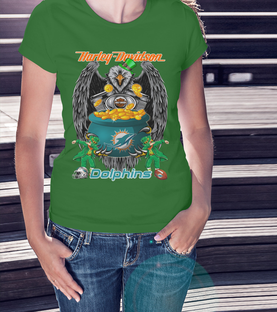 Harley Davidson Miami Dolphins Nfl Eagle Gold Coins T-Shirt