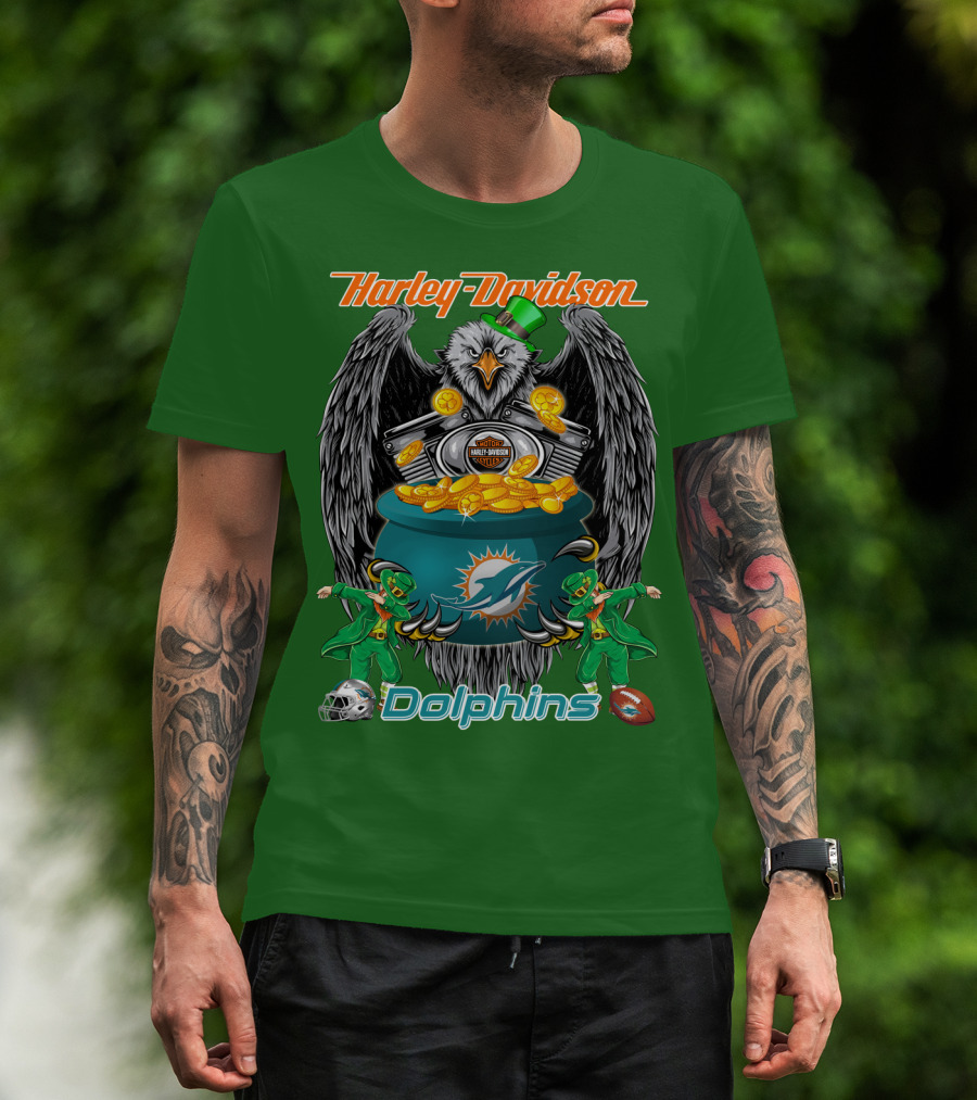 Harley Davidson Miami Dolphins Nfl Eagle Gold Coins T-Shirt