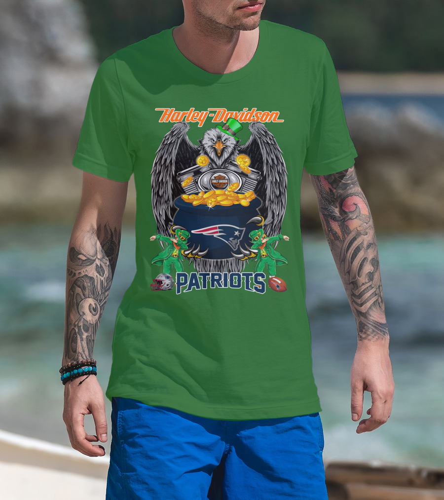 Harley Davidson Nfl New England Patriots 46 St. Patrick's Day T-Shirt