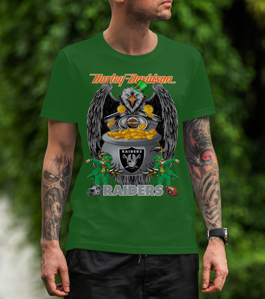 Harley Davidson Raiders Nfl Oakland Raiders Eagle Pot Of Gold T-Shirt