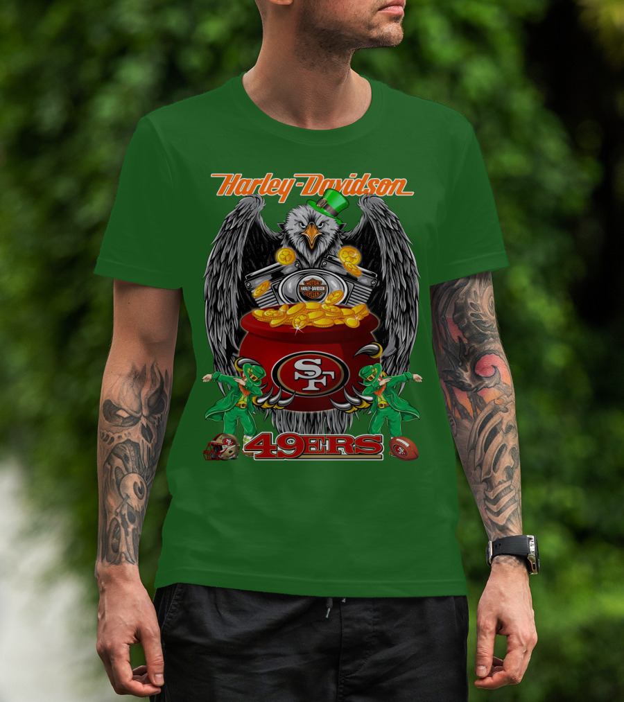Harley Davidson San Francisco 49ers Nfl 49ers Leprechaun Pot Of Gold T-Shirt