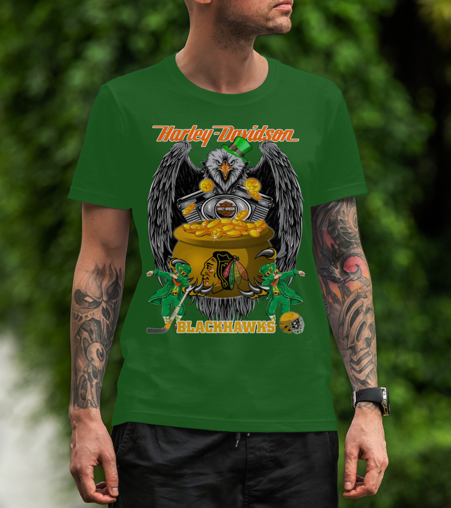 Harley Davidson Nhl Chicago Blackhawks St. Patrick's Day T-Shirt